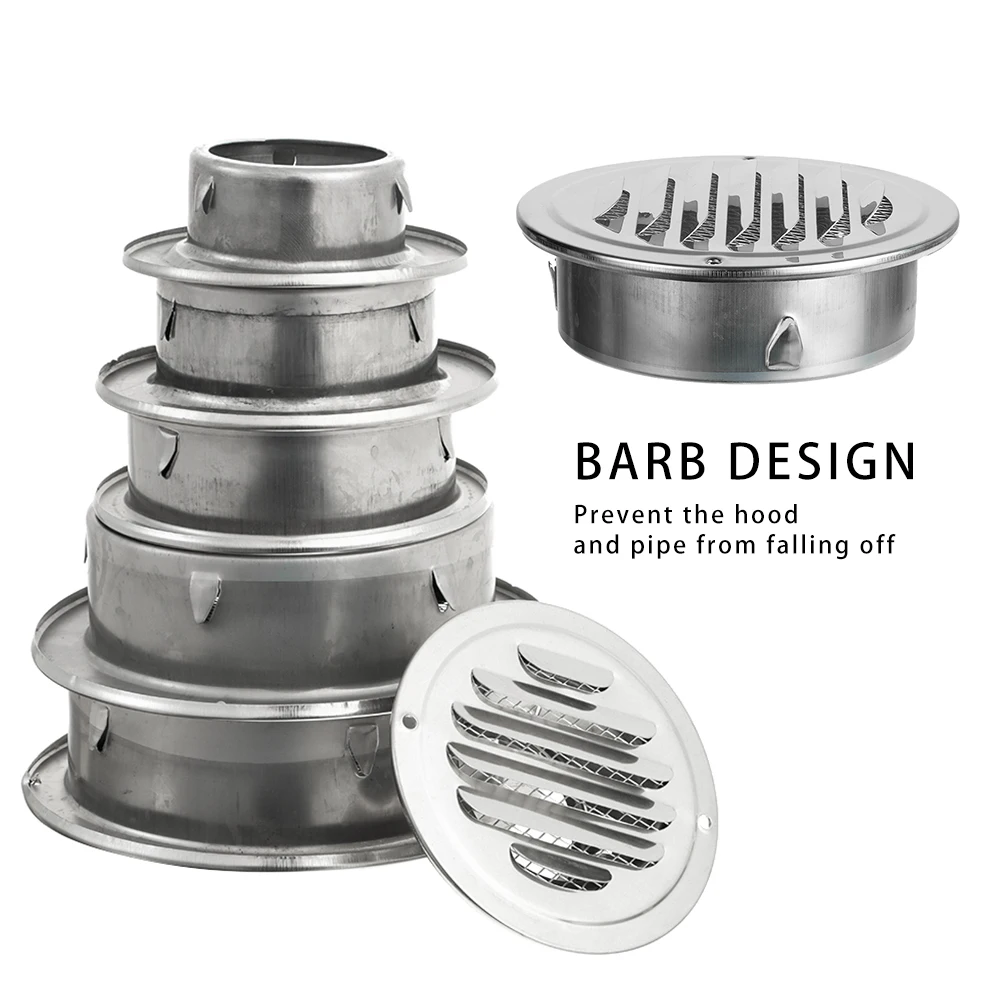 1Pc Stainless Steel Exterior Wall Air Vent Grille Round Ducting Ventilation Grilles 70/80/100/120/150/160mm Home Office Air Vent