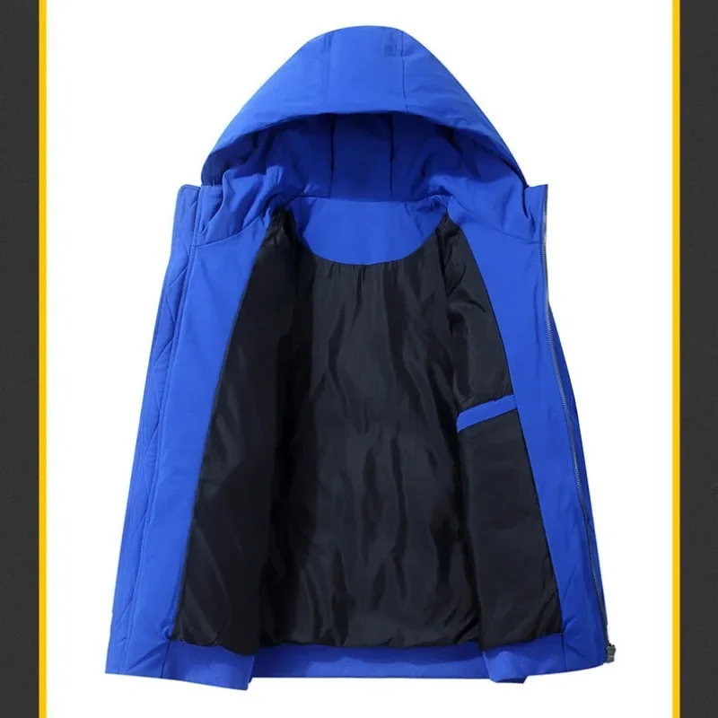 Winter Down Jacket Men's Short Oversized Hooded Jacket with White Duck Down Thickened for Warmth