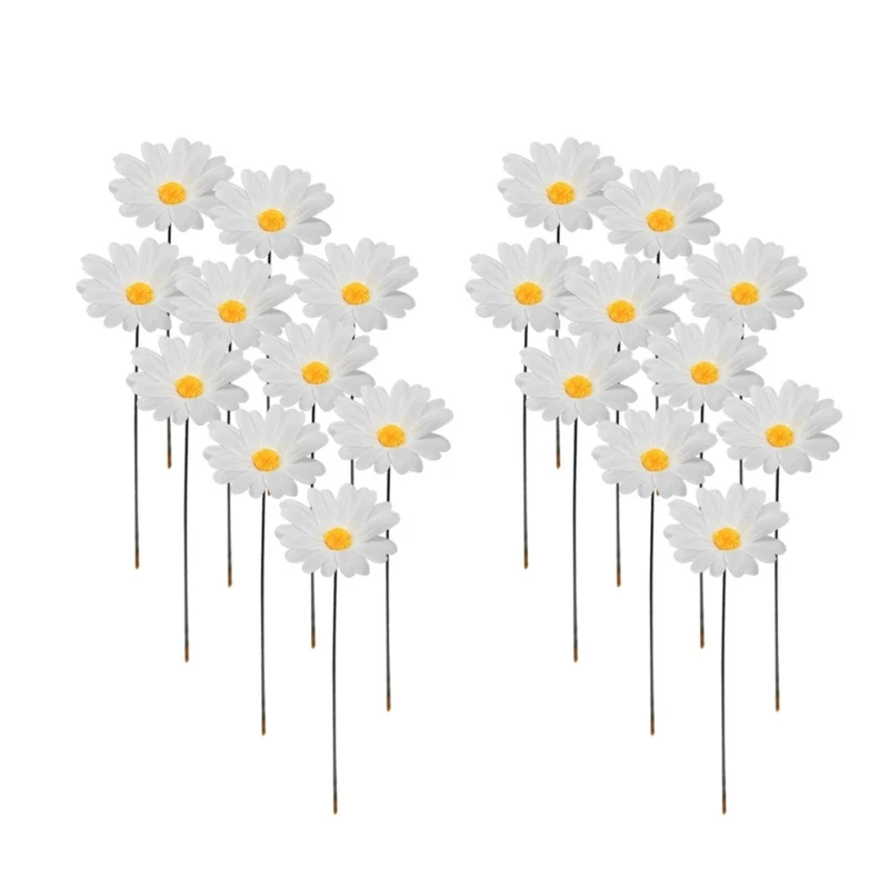 Daisy Flower Stakes 12 Inch Garden Stakes Decoration Yard Lawn Ornaments 20pcs garden art decor
