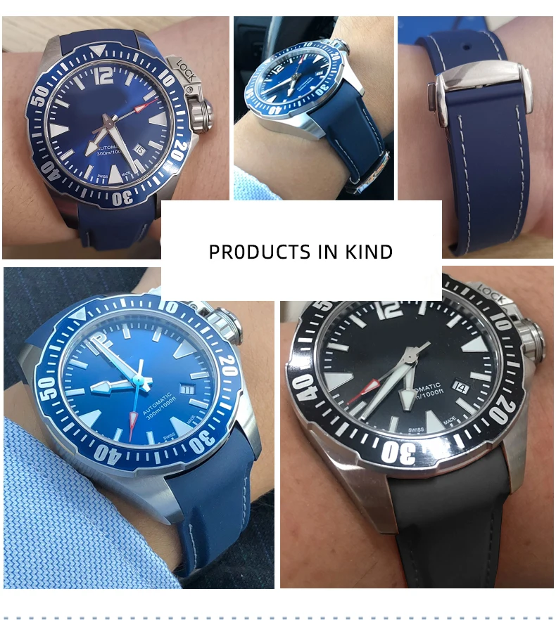 20mm 22mm Curved End Rubber Watchband For Hamilton Kaki Frogman H777050 H778050 Strap Diving Silicone Watch Band Bracelet