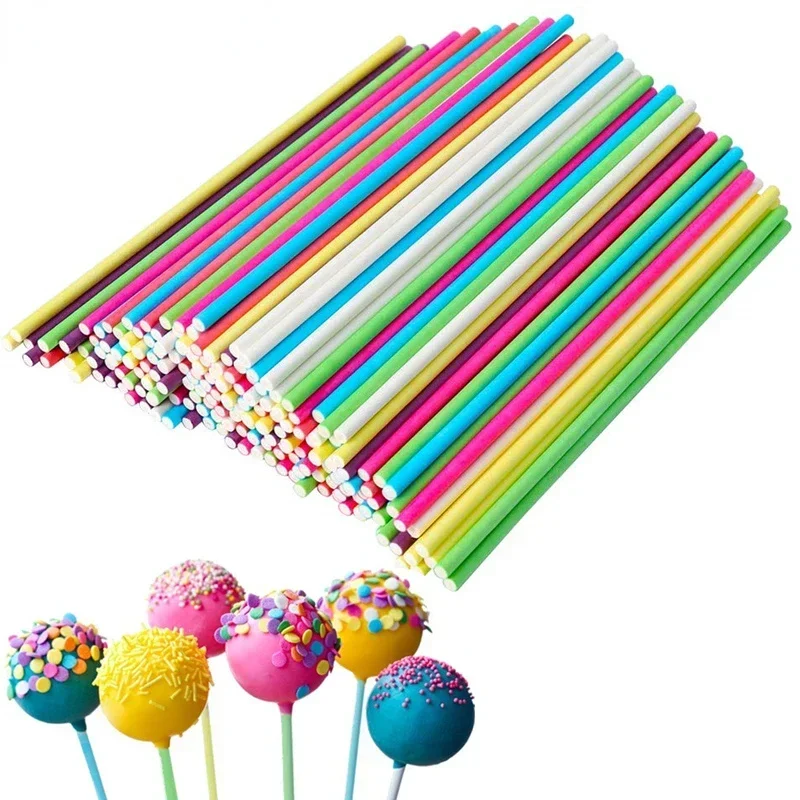 100pcs 6-Inch by 5/32-Inch 150*3.5mm paper lollipop sucker sticks for cake pops candy popcake