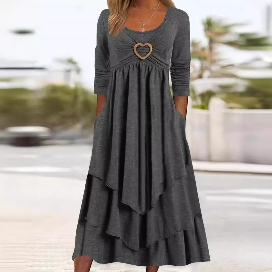 

Новое однотонное Повседневное платье с декоративным подолом