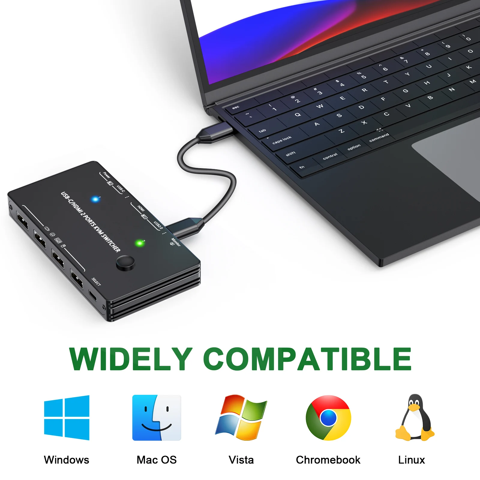 Kceve-thunderbolt Comutador Kvm Usb c Hdmi 4k 60hz Comutador Kvm Usb tipo c Carga pd 87w para Computadores Macbook Monitor Hdmi - Imagem 3
