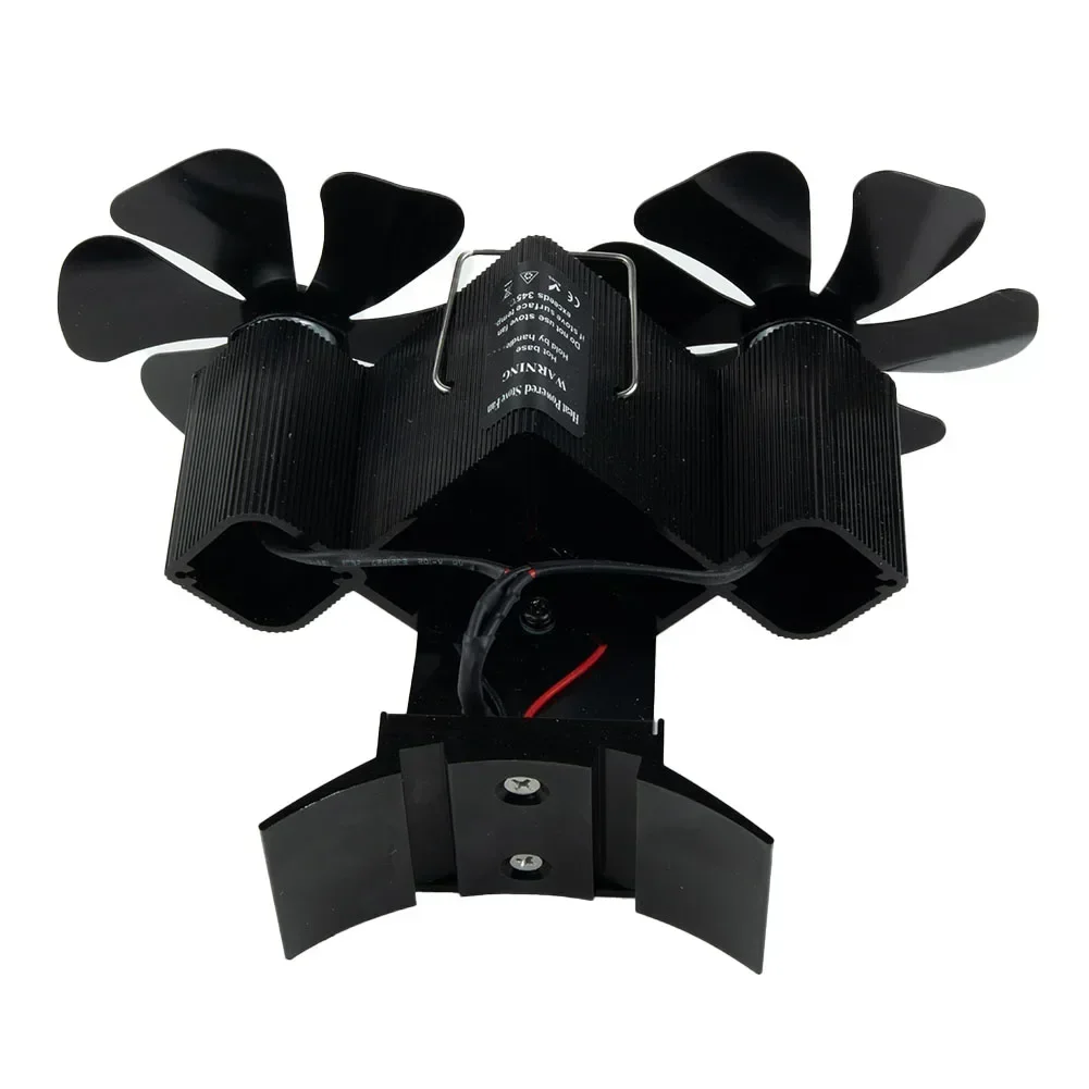 12 Blades Wall-Mounted Heat Powered Stove Fan Fireplace Fan Double Head 12 Blade Furnace Wall Mounted Unpowered Operation