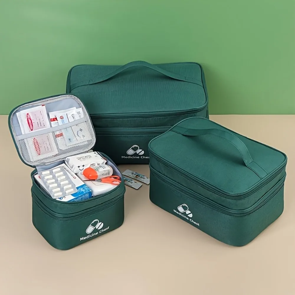 Large Capacity Portable Medicine Storage Bag - Durable Nylon Zippered Pill Case for Home and Travel Organization