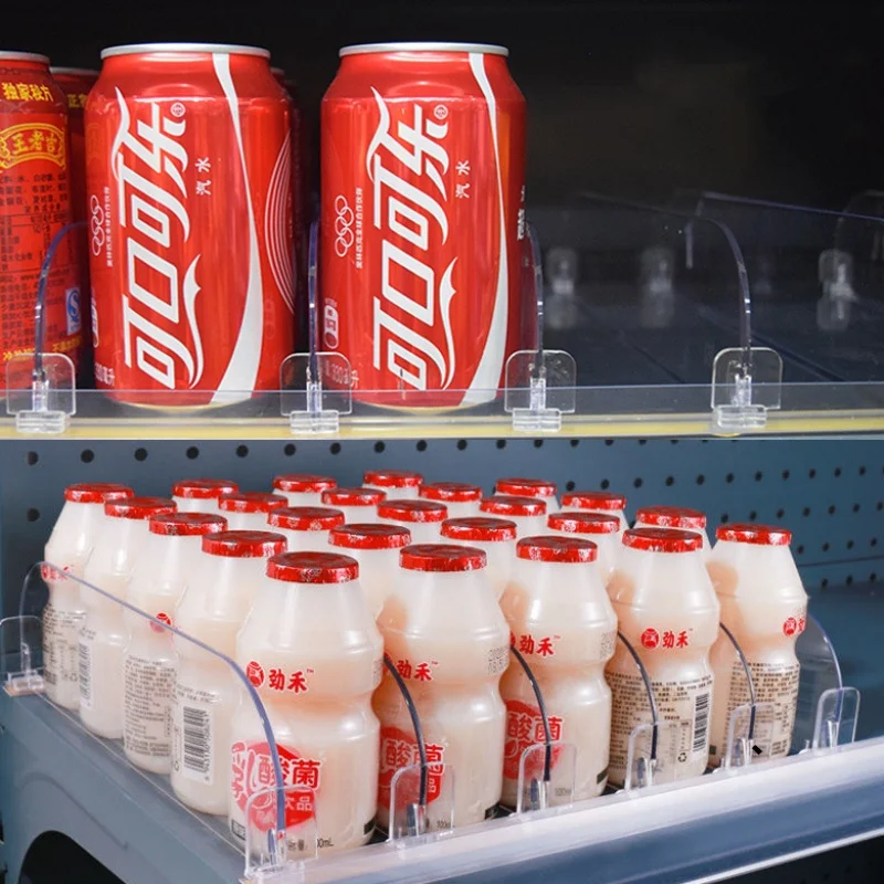 플라스틱 칸막이 자동 리필 푸셔 시스템, 슈퍼마켓 선반 랙, 음료병 정리함, W2.5 cm, 1 팩