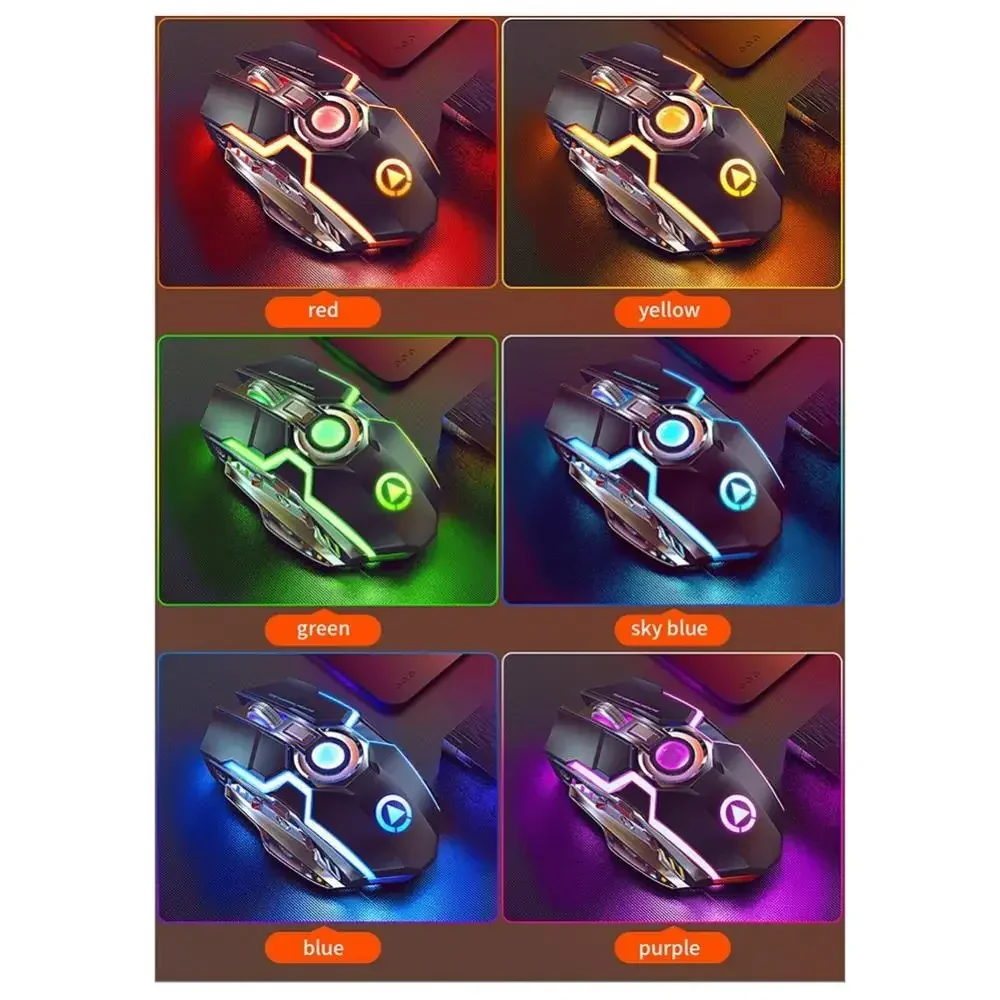 YD A5 A7 RGB 백라이트 충전식 무선 게이밍 2.4G 마우스 USB 7버튼 1600DPI 게이머 무소음 마우스 PC 노트북용