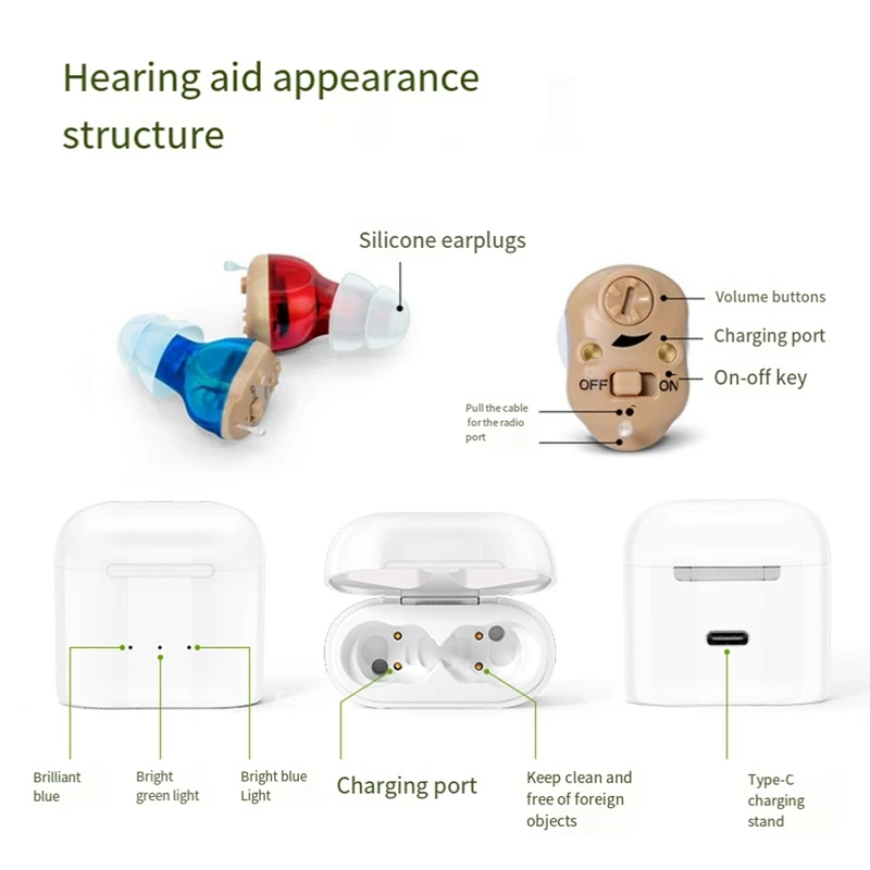 Noise-Canceling Hearing Aids For Seniors Rechargeable Sound Amplifier For Hearing Aid Charging Compartment Accessories 3