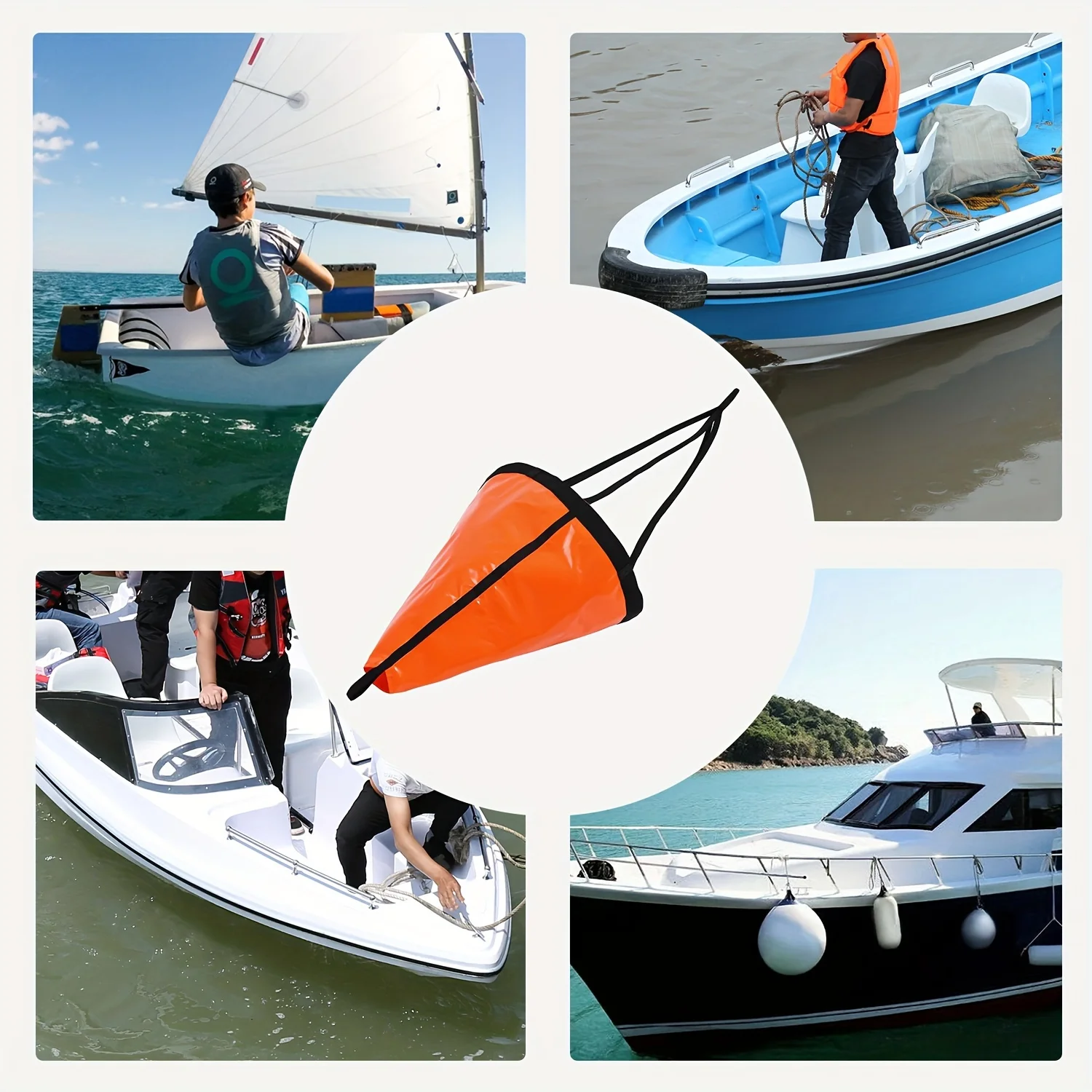 Colorful Sea Anchor Parachute Drift Brake for Boats Suitable for Paddle Boards and Kayak Drifting Sock