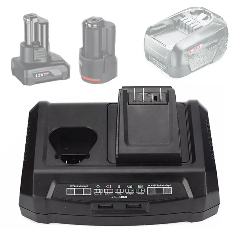 GAX1218V-2 แบตเตอรี่ลิเธียม USB Power Bank สําหรับ Bosch 10.8V 12V BAT411 BAT412 18V PBA18V AL1815CV AL1830CV AL1810CV 1