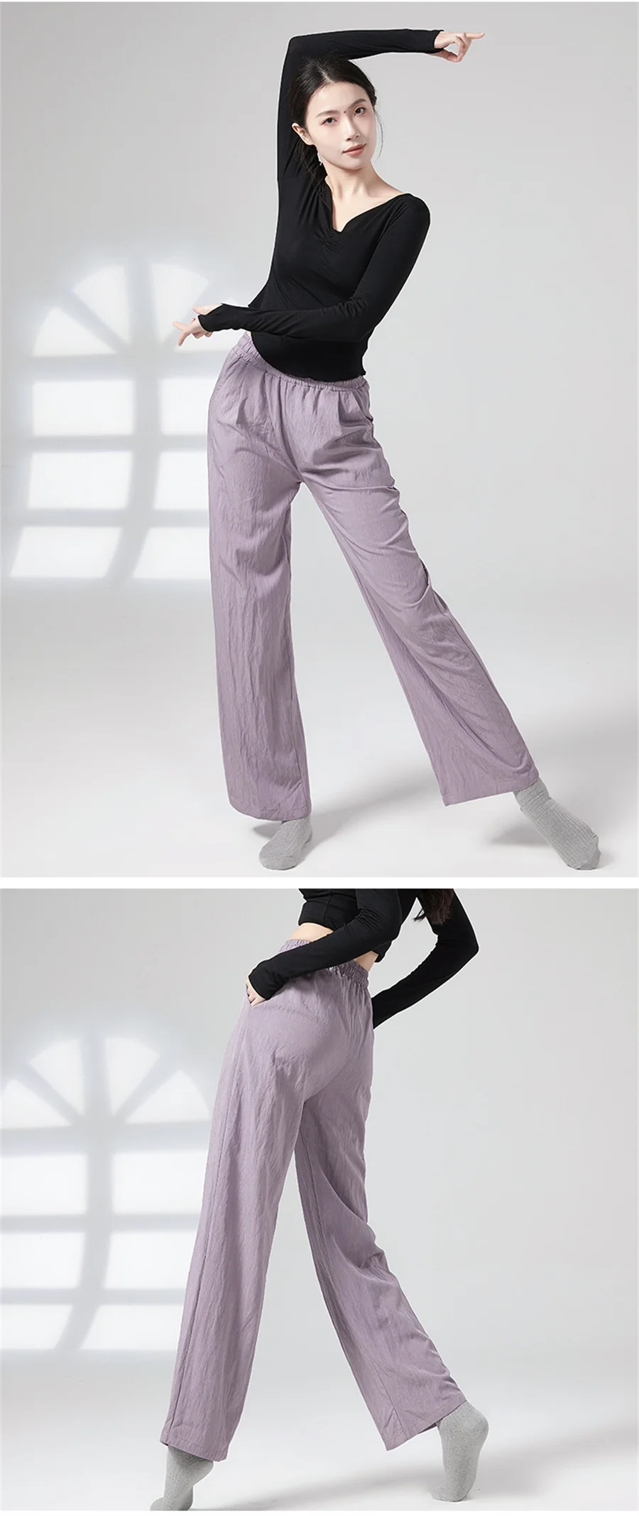 Klassische Tanzhose für Erwachsene mit zwei Taschen, weiche Viskose, atmungsaktive Bleistifthose, Yoga-Training, moderne Tanzhose, Tanzkleidung – Detail 5