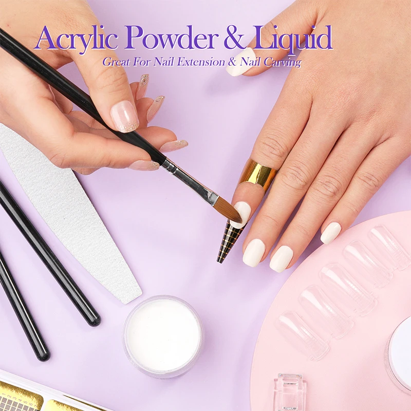 BORN PRETTY Acrylic Powder 30/10g Clear White Pink Acrylic Nail Professional Polymer for French Nail Extension No Need Lamp Cure 5