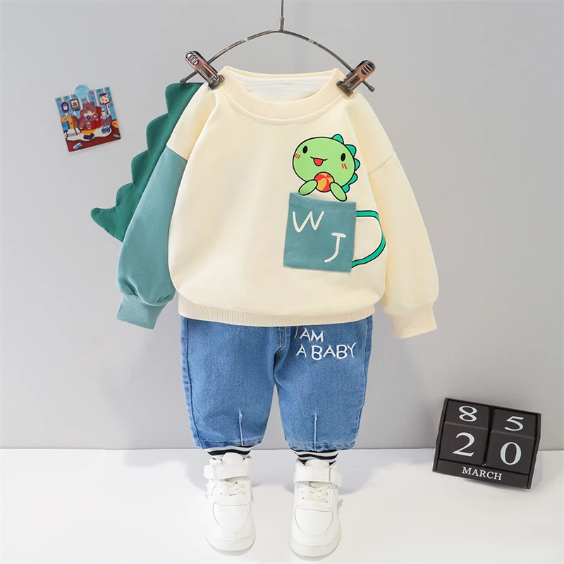 

Spring Autumn Baby Girls Boys Clothing Sets Kids Brother Sister Cotton Cartoon T Shirt Jeans Infant Outfit Children Clothes