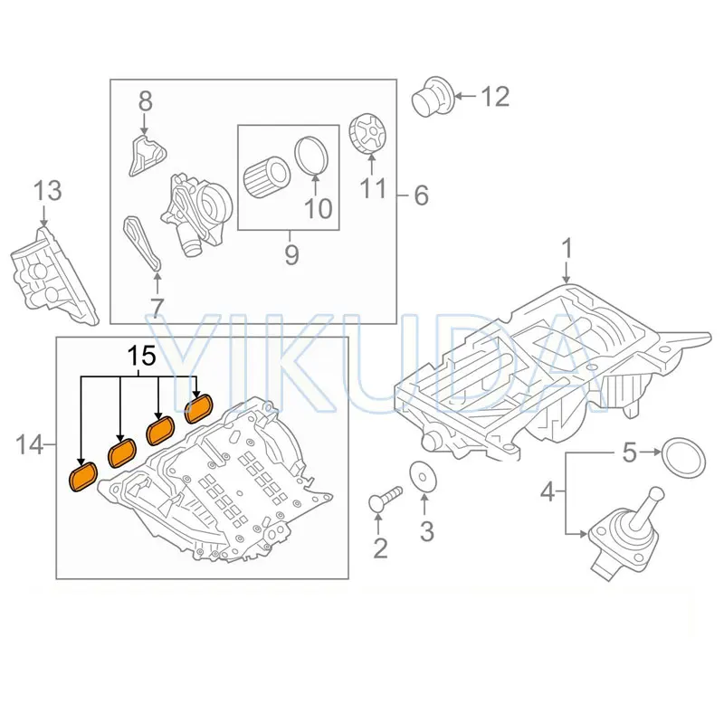 11612297462 11612212759 Intake Manifold Gasket Set for BMW F07 F10 F11 F20 F21 F30 F31 F34 F80 X1 X3 X5 N20 125i 320i