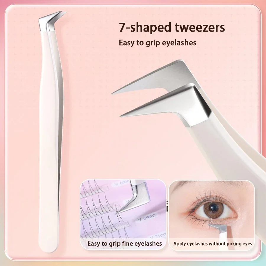 Multifunctional Tweezers Stainless Steel Eyelash Tweezers Grafting False Eyelash Patches False Aids Portable