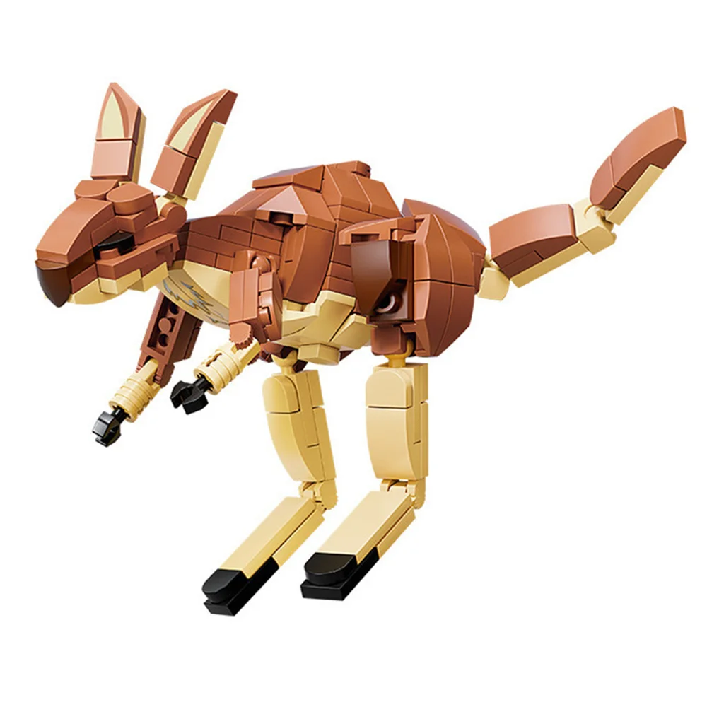 Animals Figures Fox Kangaroo Giraffe Figure Model Building Blocks Kits Toys For Children Wild Animal Kids Gifts 5