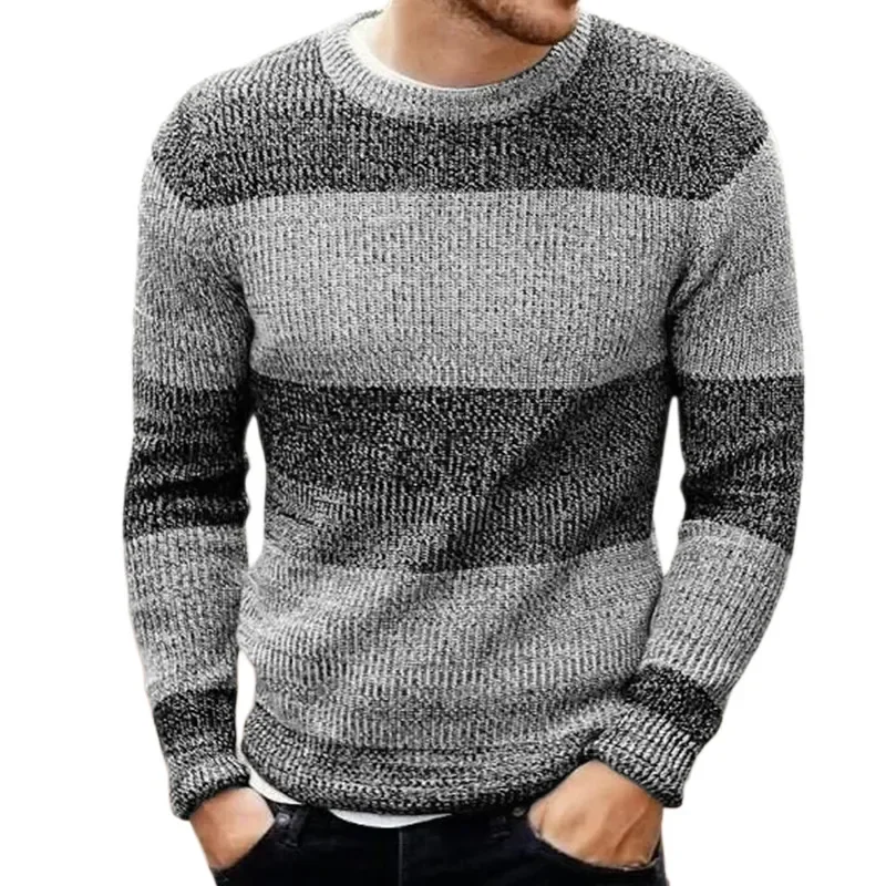 

Fall/Winter 2023 New Color-Blocked Knitwear Mens Crew Neck Long Sleeve Pullover Sweater for Men