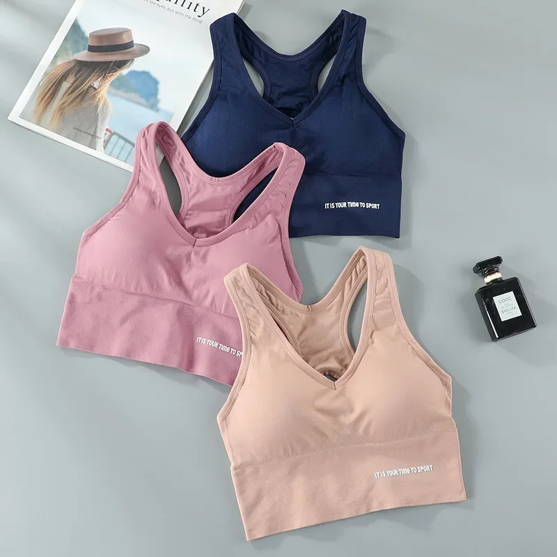 Summer sports bra shockproof and anti-sagging and yoga and running and fitness large size women's outerwear backless seamless tube T