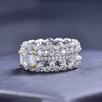 Super Flash 1CT Rectangular Moissanite Wide Ring with GRA Certificate S925 Silver Jewelry Wedding Party Gift 5