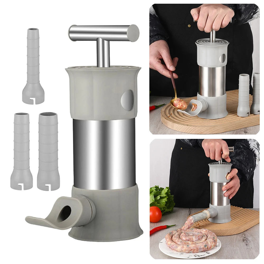 Sausage Stuffer with 4 Different Sizes Stuffing Tubes Quick Filler Syringe sausage stuffer