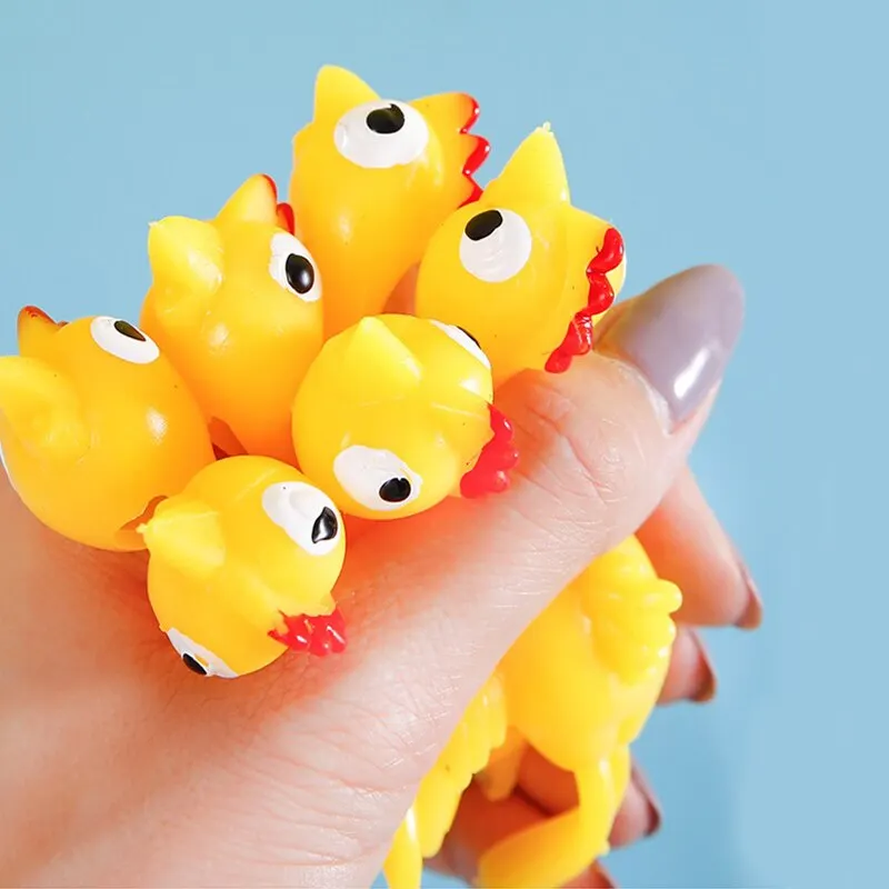 12 Pcs Catapult Turkey Tricky Fun Toy Catapult Chicken TPR Soft Material Launch New Exotic Sticky Wall Chicken