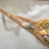Ensemble de lingerie brodée florale, soutien-gorge sans fil transparent, soutien-gorge Boho, culotte sexy, 2 pièces 2