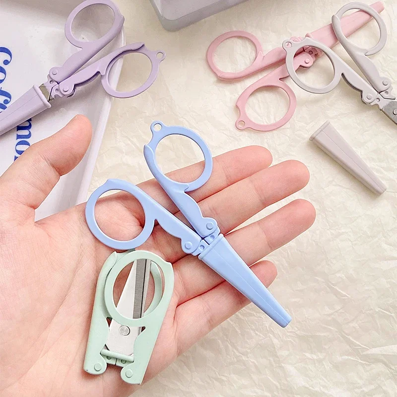 Stationery Scissors Kawaii Folding with Protective Cover