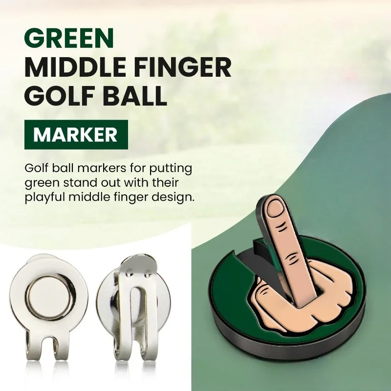 Funny Middle Finger Golfs Ball Marker Golf Hat Clip Marker Magnetic Removable Golf Practice Position Mark Accessorie