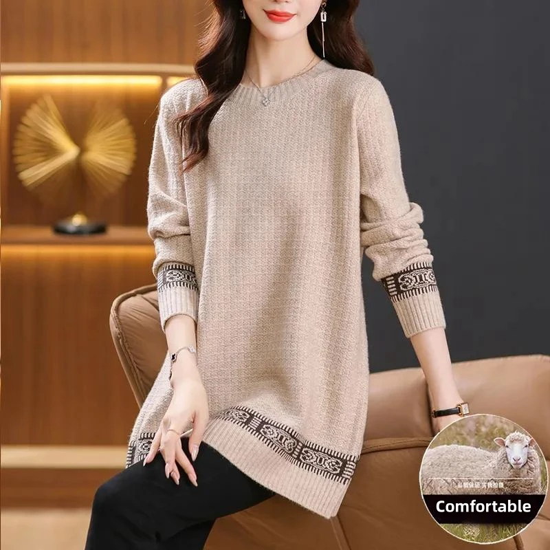 

Yasuk Autumn Women's Casual Pullover Women's Gentle Simple Soft Knit Sweater Solid Color Twist Sweater Striped Flower