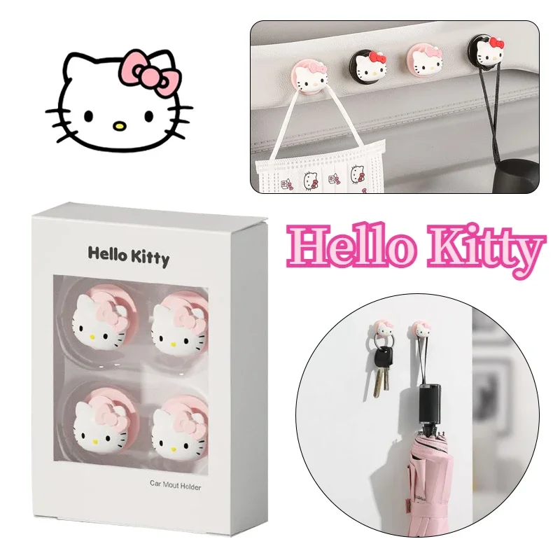 Sanrio Hello Kitty Car Hooks Wall-mounted Wall Hook Home Decor Holder Multifunction Masks Keys Organizer Hangers car hooks
