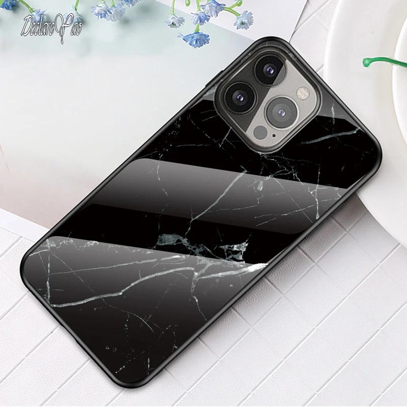 13 Pro Case DECLAREYAO Soft Edge Glass Coque For Apple iPhone 12 Pro 11 14 Max X XS XR SE 2 3 7 8 Plus Case Hard Tempered Glass cheap iphone 11 cases