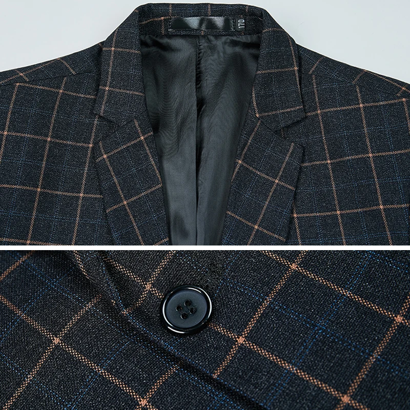 High-end Brand Boutique Plaid Formal Business Office Men's Slim Blazer Male Suit Jacket Groom Wedding Party Dress