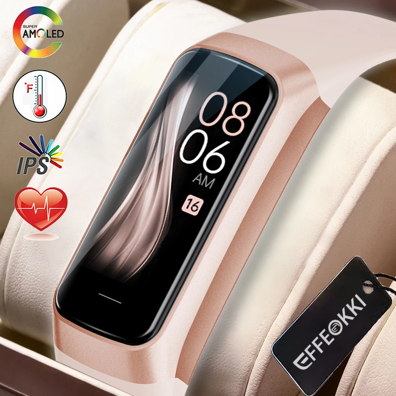 Effeokki Amoled Smart Watch Smartwatch Band Women Heart Rate Blood Waterproof Connected Smart Bracciale Sport Fitness Tracker