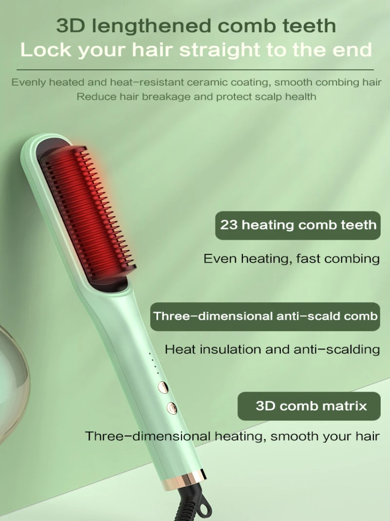 Negative ion non damaging straight hair comb Straight curly hair clip electric curly comb