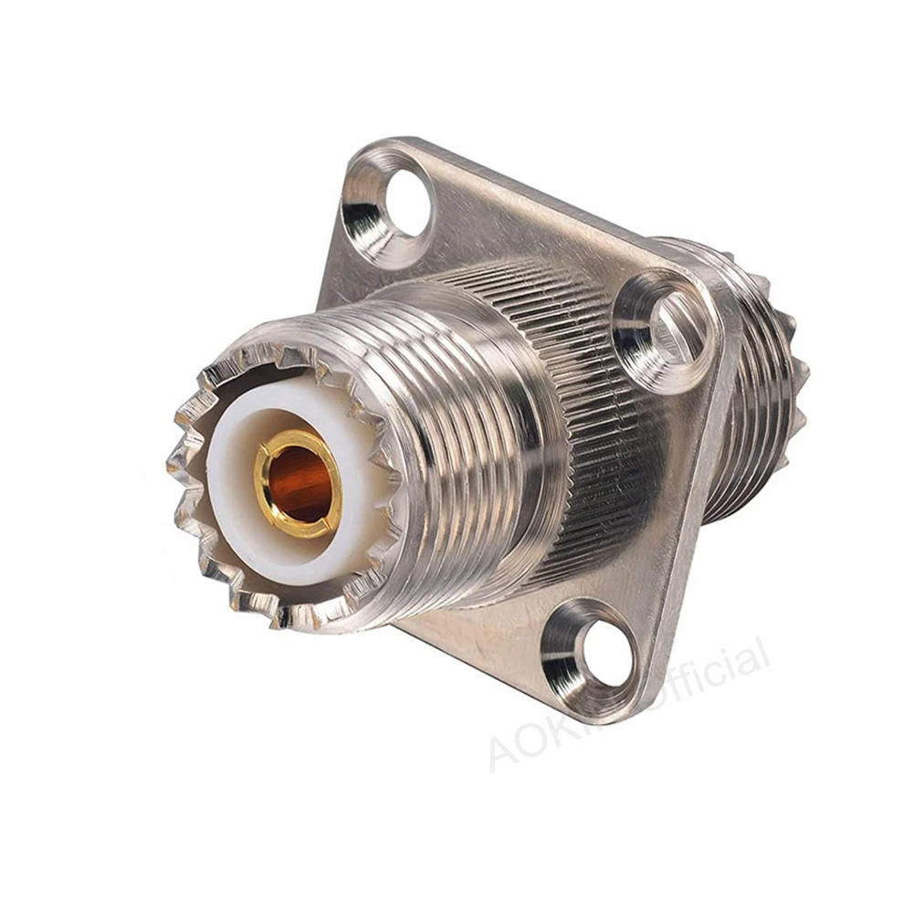 

UHF Female to Female Coupler CB Radio Adapter Connector SO239 PL259 UHF VHF Antenna 4 Hole Flange Panel Mount Adapter