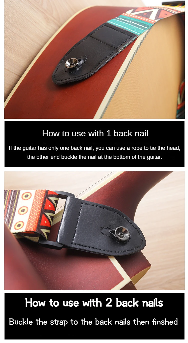Artistic Print Adjustable Leather Guitar Strap