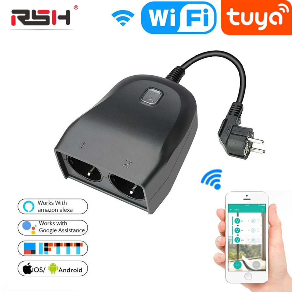 Rsh Outdoor Smart Plug Ip44 Waterproof Smart Home Wifi Outlet With 2