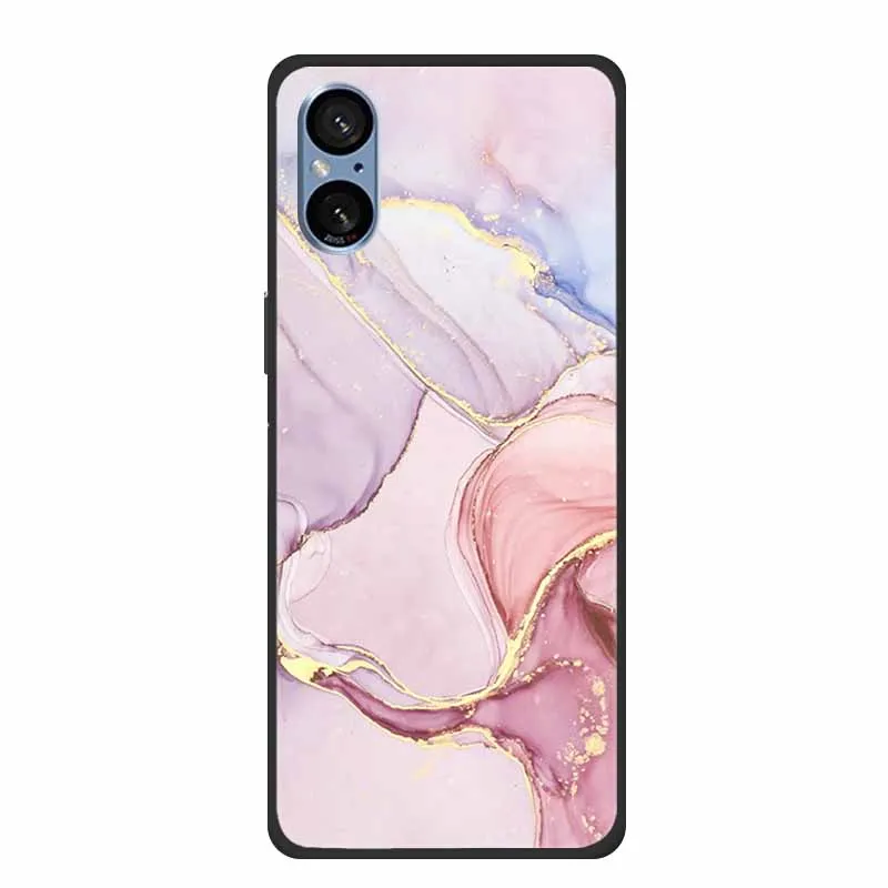 Elegant Marble Shockproof Soft Silicone TPU Back Cover for Sony Xperia 5V - Premium Phone Protection Case