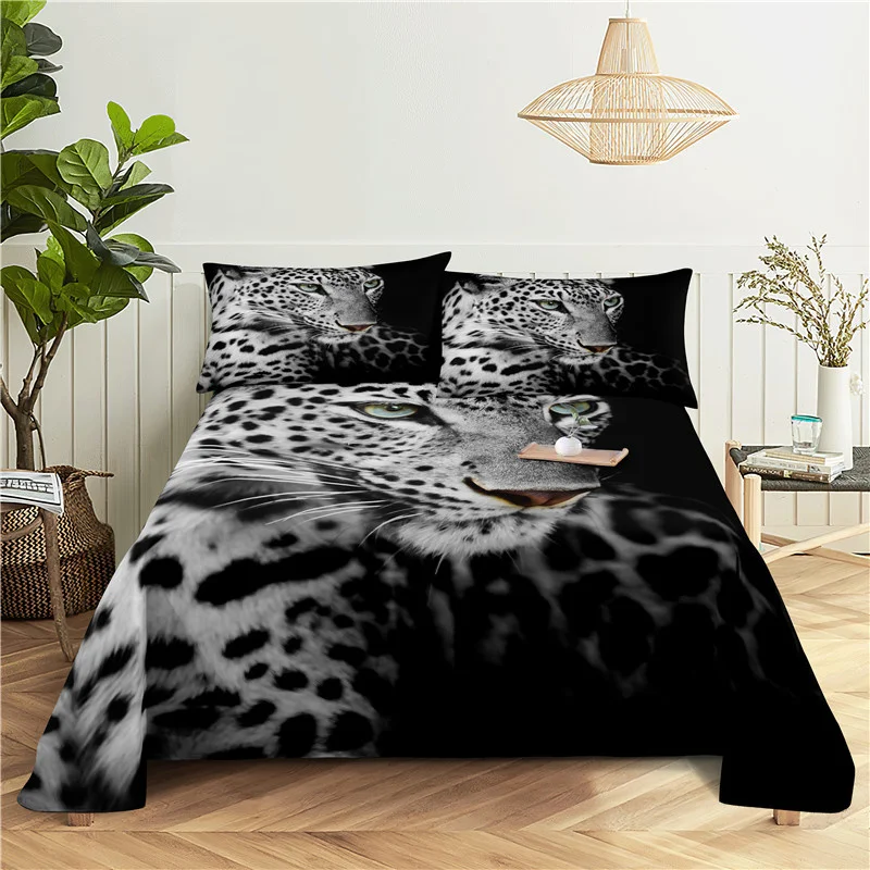 Custom Leopard Digital Printing Sheets Cover 100%Polyester Flat Sheet With Pillowcase Print Bedding For 0.9/1.2/1.5/1.8/2.0m Bed 2