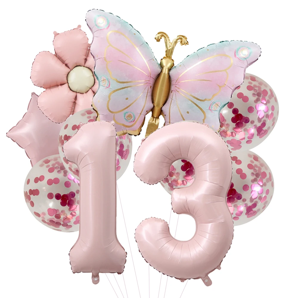 Pink Butterfly Foil Balloons for 5th Birthday and Party Decor