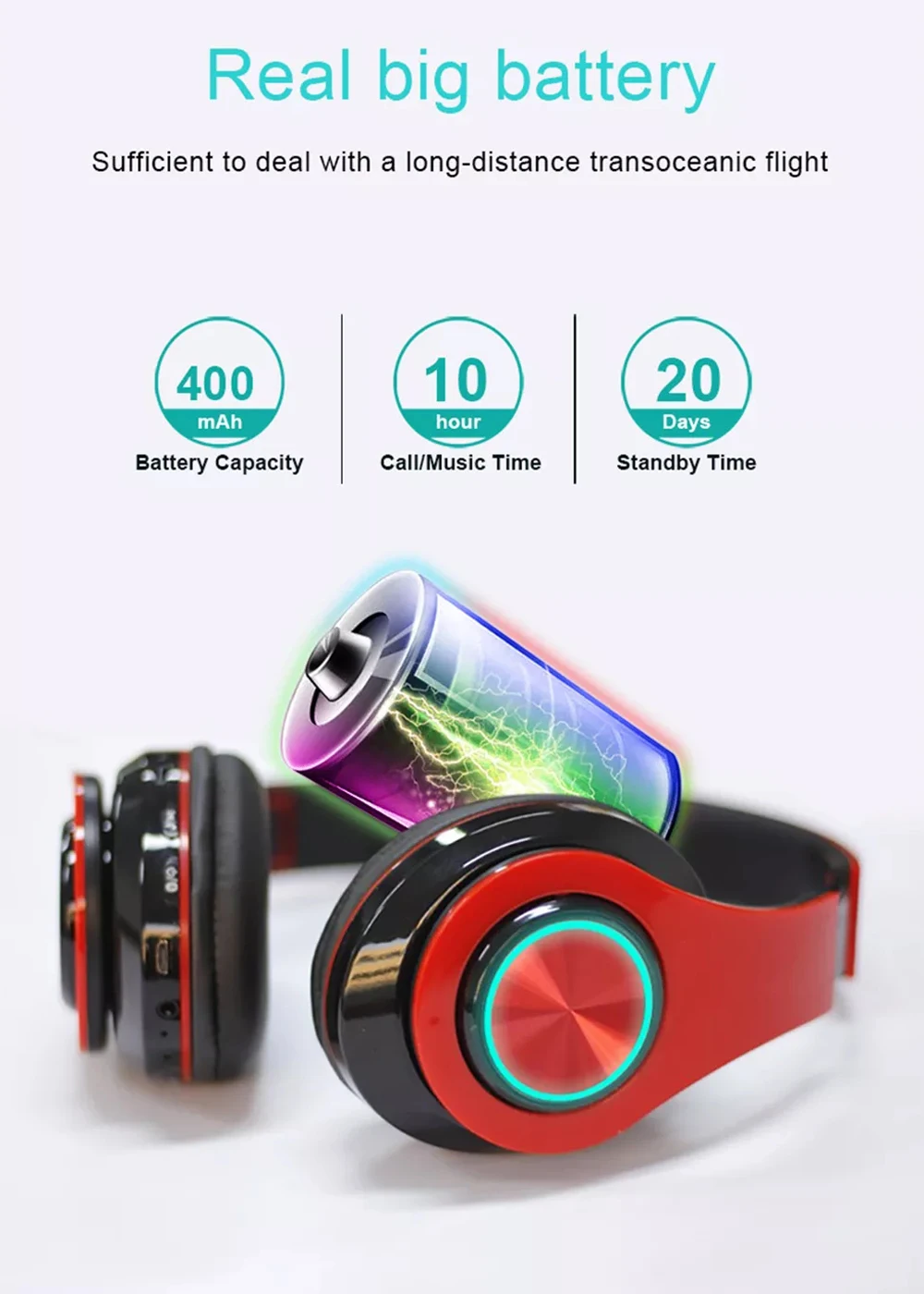 

Bluetooth Headset Wireless Headphones Built in Mic LED Light B39 Hifi Stereo Headphone Earphones With Microphone Support TF Card