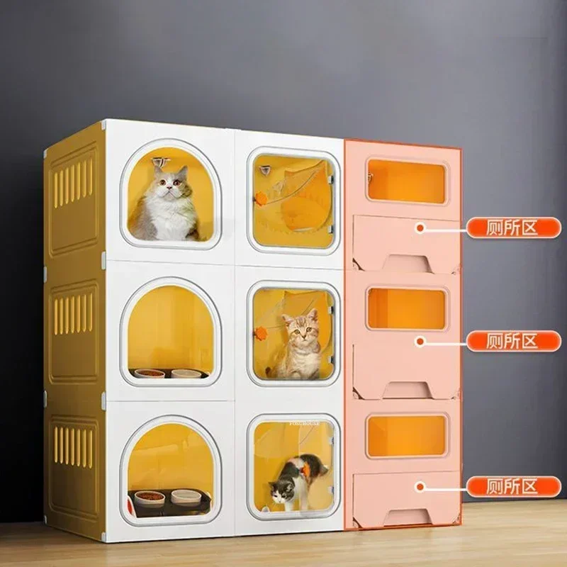 3층 고양이 케이지 (칸막이 포함) 번 케이지 넓은 공간 애완동물샵 보호용 고양이 케이지 하우스 (화장실 포함) 고급 고양이 빌라 R