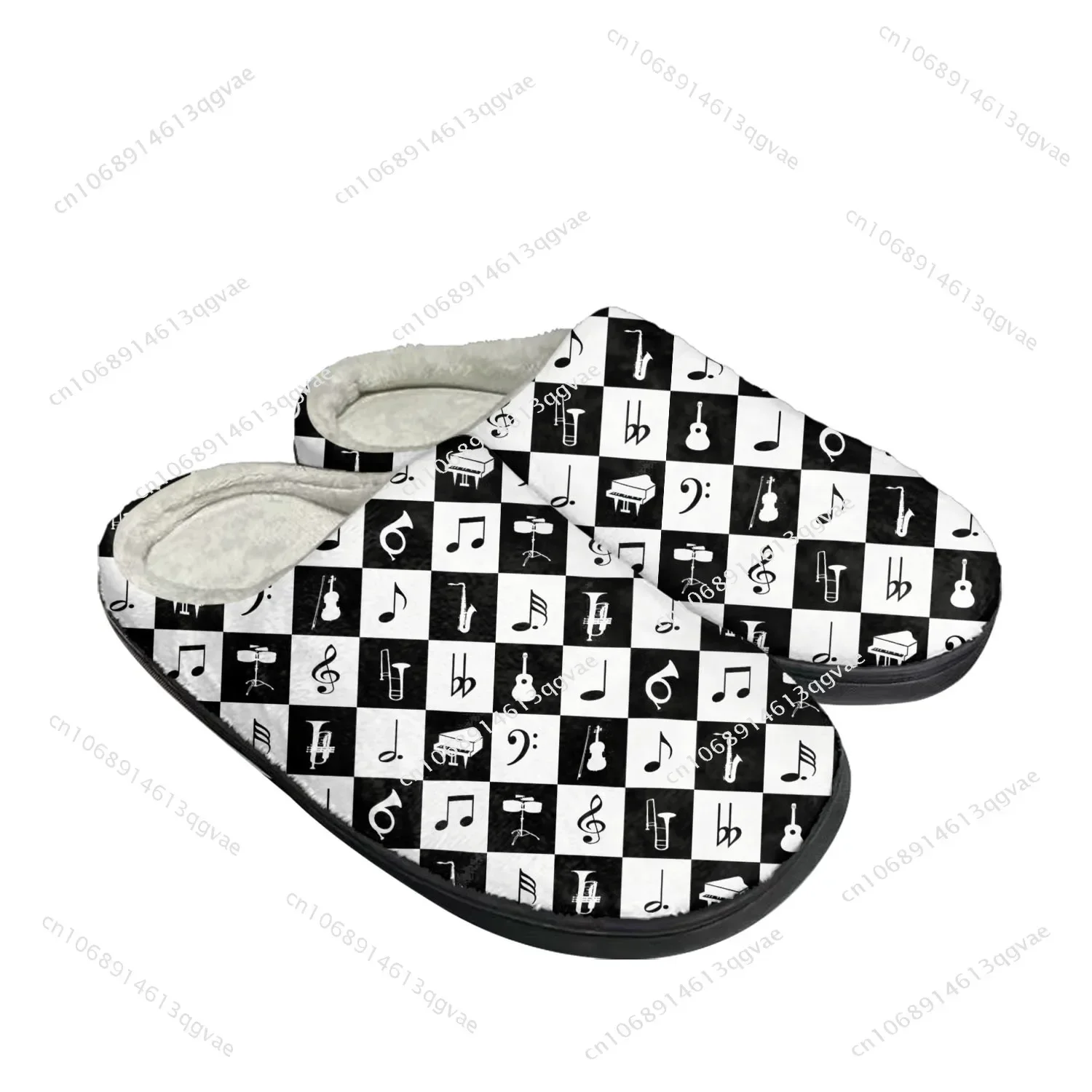 Musical Notes Cartoon Pattern Home Cotton Custom Slippers Mens Womens Sandals Plush Bedroom Keep Warm Shoe Thermal Slipper