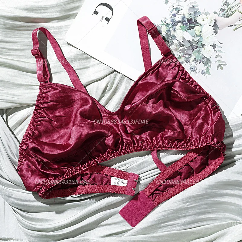 Underwire Bra for Big Breast Female 100% Mulberry Silk Double-sided Silk Without Sponge and Steel Ring Ultra-thin Bra