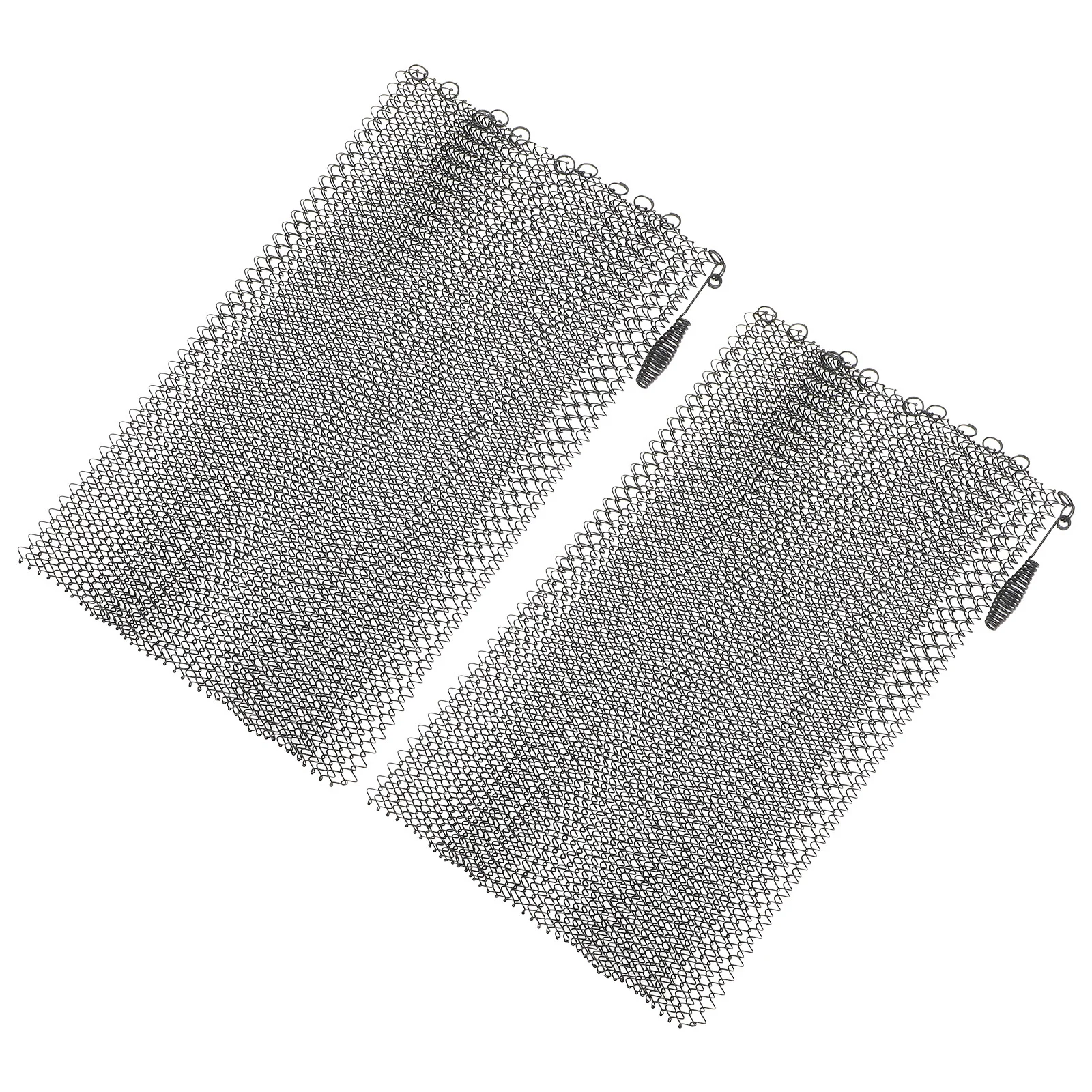 

2 Pcs Fireplace Mesh Screens Iron Curtains Panel Metal Guard Window with Handles Sparks Heavy Hearth