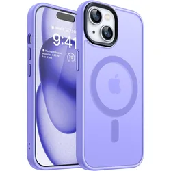 Enhanced Magnetic Hybrid Matte Hard Acrylic Luxury Silicone Frosted Phone Case Cover - iPhone 15 Pro Max (Light purple)