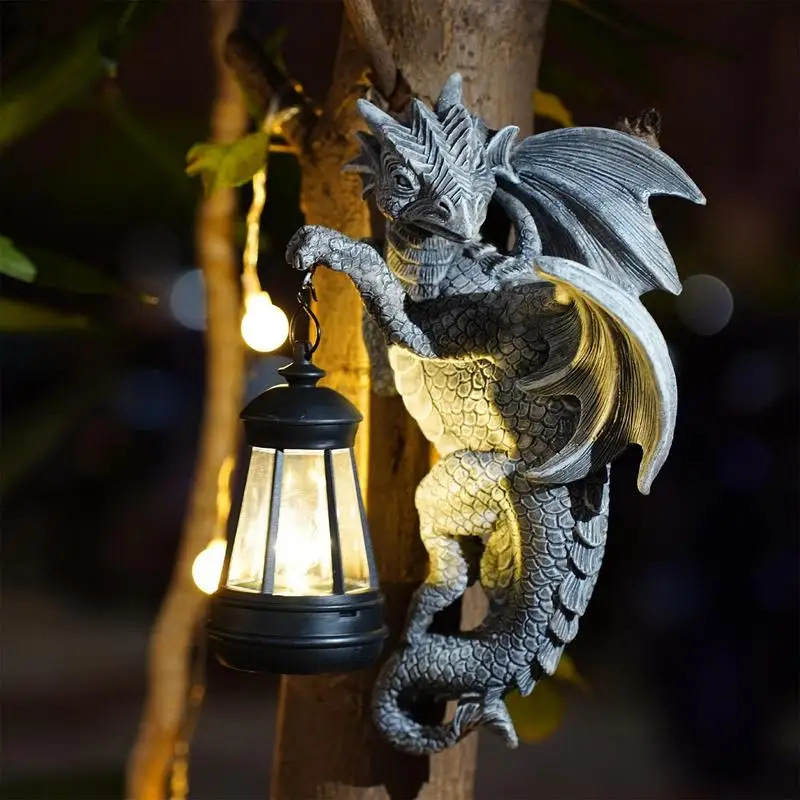 Solar Powered Dragon Outdoor Statue for Garden