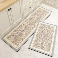 Carpet for Kitchen Floor Mat Pvc Leather Waterproof Non-slip Long Rug Oil-proof Foot Mats Pink Flower Home Decoration Rugs 1
