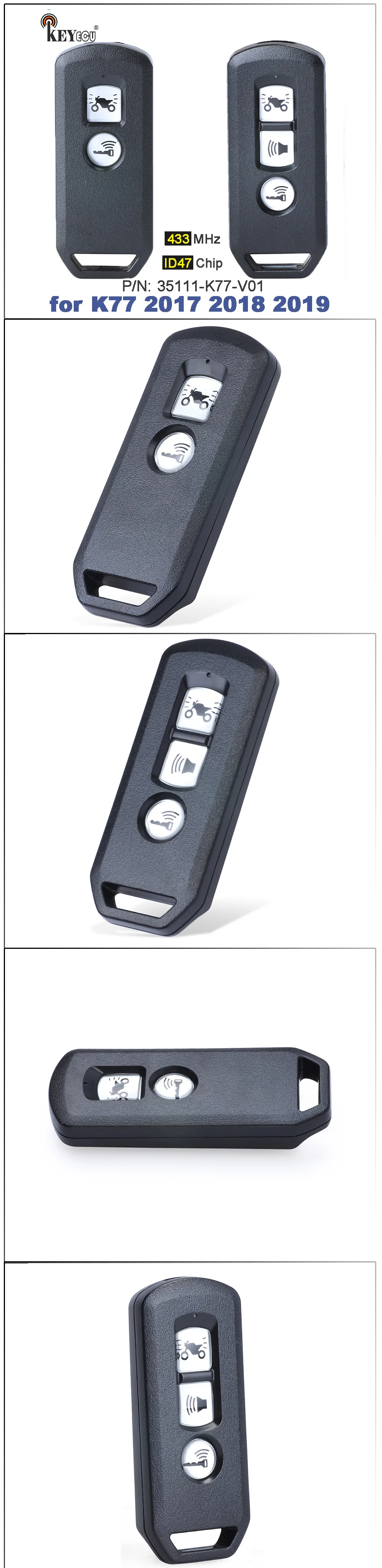 Keyforkess 434MHz ID47 P/N: Fob portachiavi remoto per Smart Card per Scooter per Honda K77 2017 2018 2019 - S37d8ad63d1c24ea7a2208eef06cabbddS