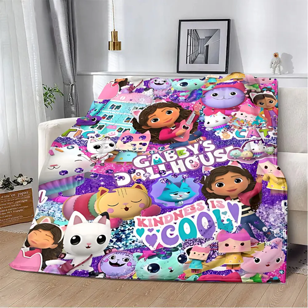 Printed Blanket Cute Gabbys Dollhouse Girl Picnic Blankets Warm Blanket Soft and Comfortable Blanket Home Travel Birthday Gift 5